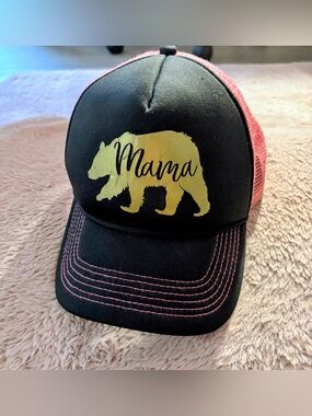 Mama Bear Trucker Hat - Black and Pink adjustable
